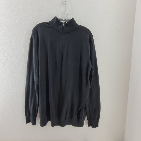 Men's XL 1/4 zip Pullover Cardigan Sweater Black Selected Homme 100% Cotton - Picture 4 of 16